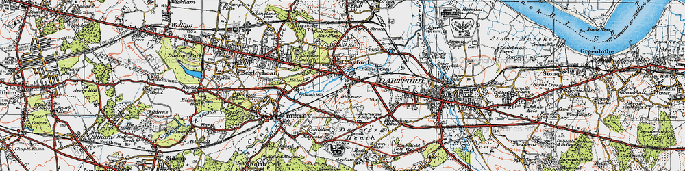 Old map of Crayford in 1920