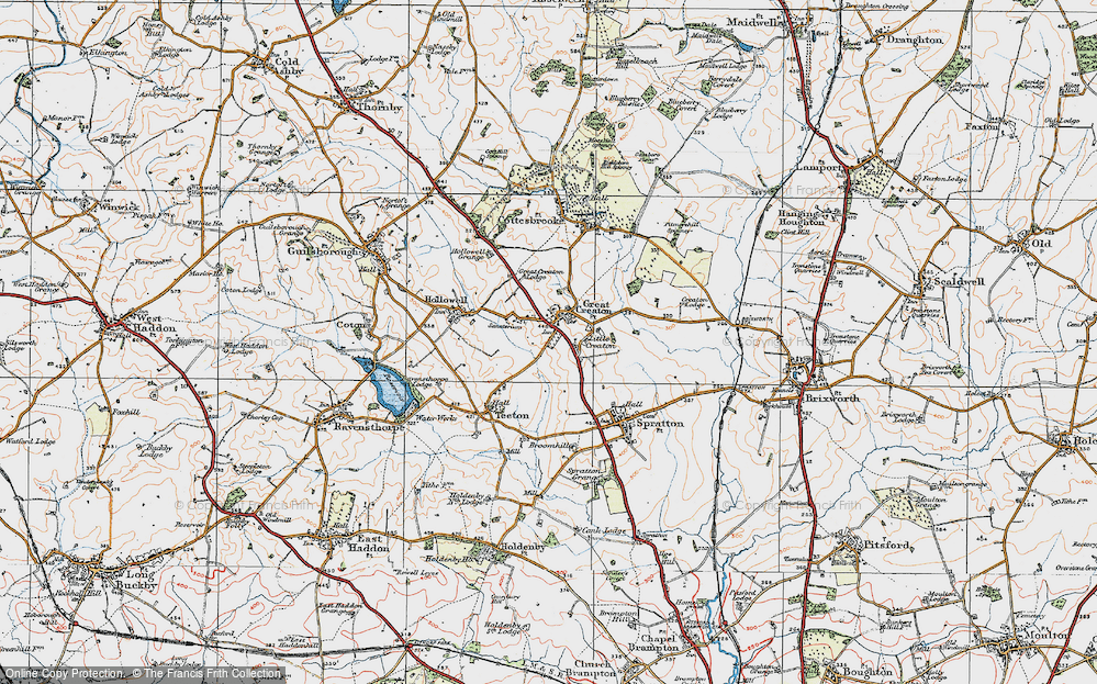 Old Map of Creaton, 1919 in 1919