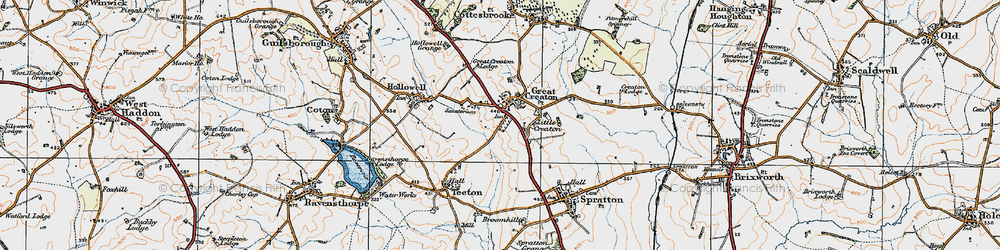 Old map of Creaton in 1919