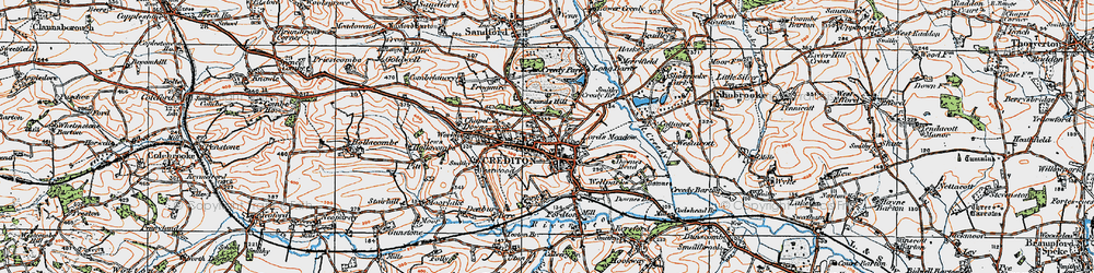 Old map of Crediton in 1919