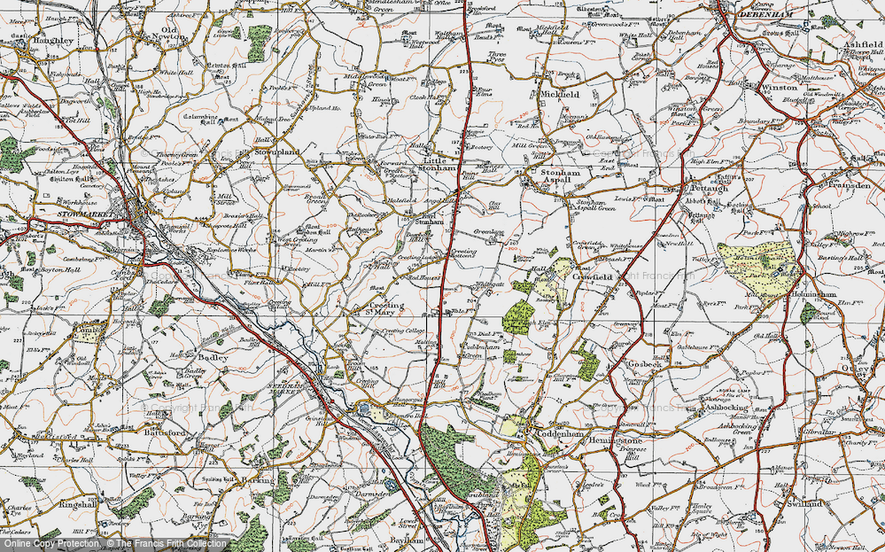 Old Map of Creeting Bottoms, 1921 in 1921