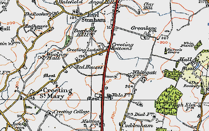 Old map of Creeting Bottoms in 1921