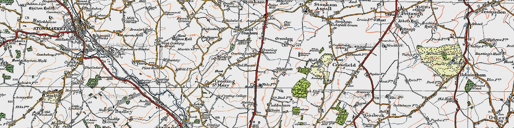 Old map of Creeting Bottoms in 1921