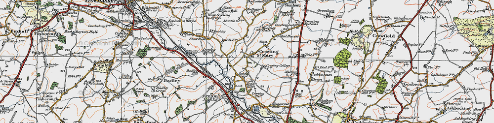 Old map of Creeting St Mary in 1921