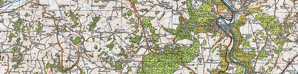 Old map of Creigau in 1919