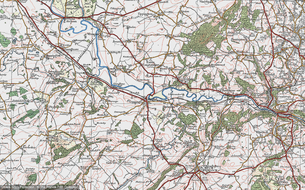 Old Map of Cressage, 1921 in 1921