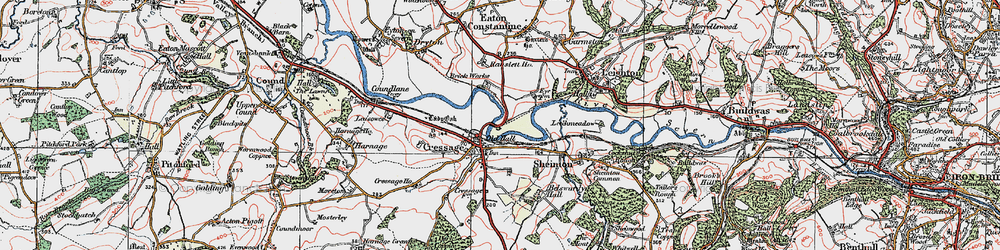 Old map of Cressage in 1921