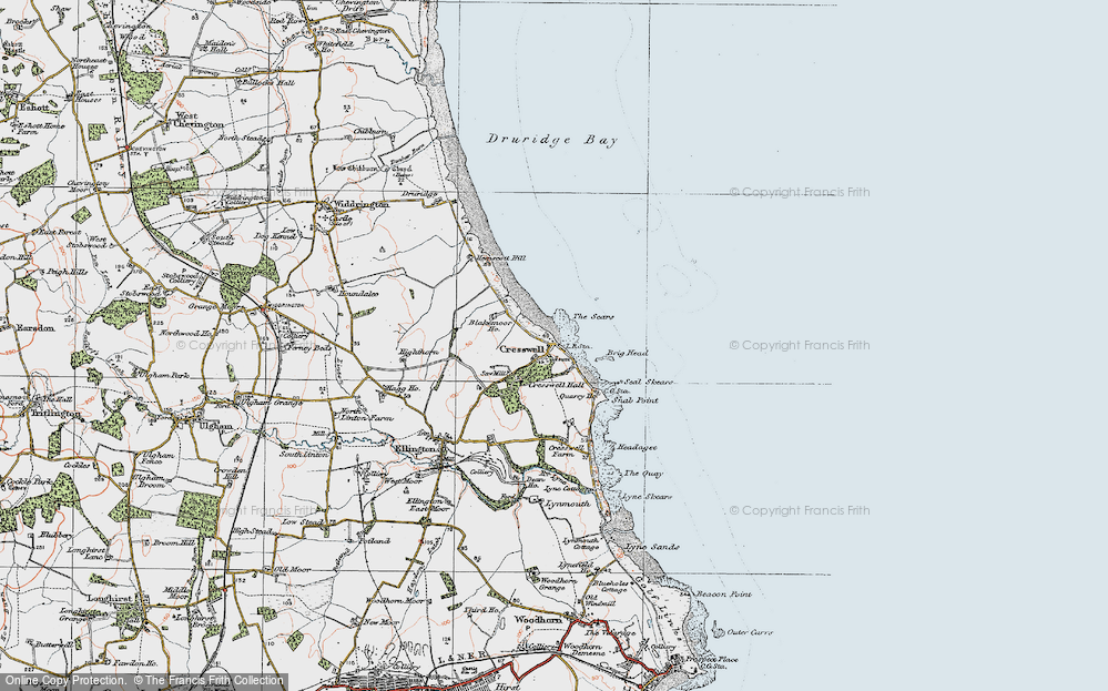 Old Map of Cresswell, 1925 in 1925