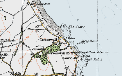 Old map of Cresswell in 1925