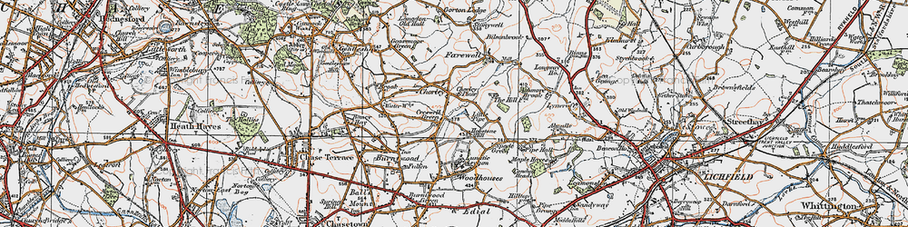Old map of Creswell Green in 1921