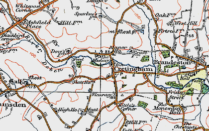 Old map of Cretingham in 1921