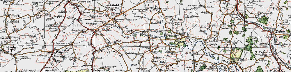 Old map of Cretingham in 1921