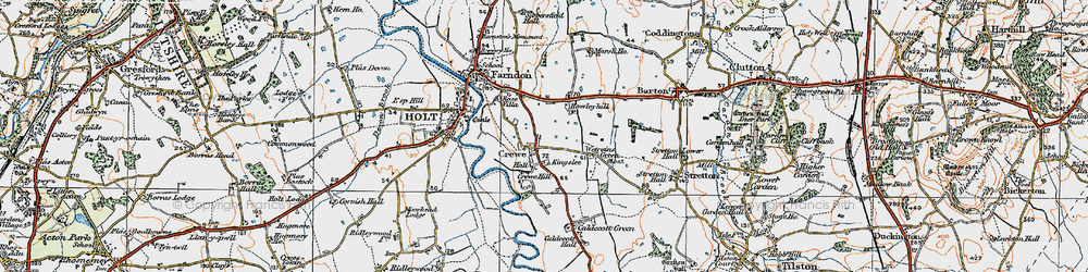 Old map of Crewe-by-Farndon in 1921
