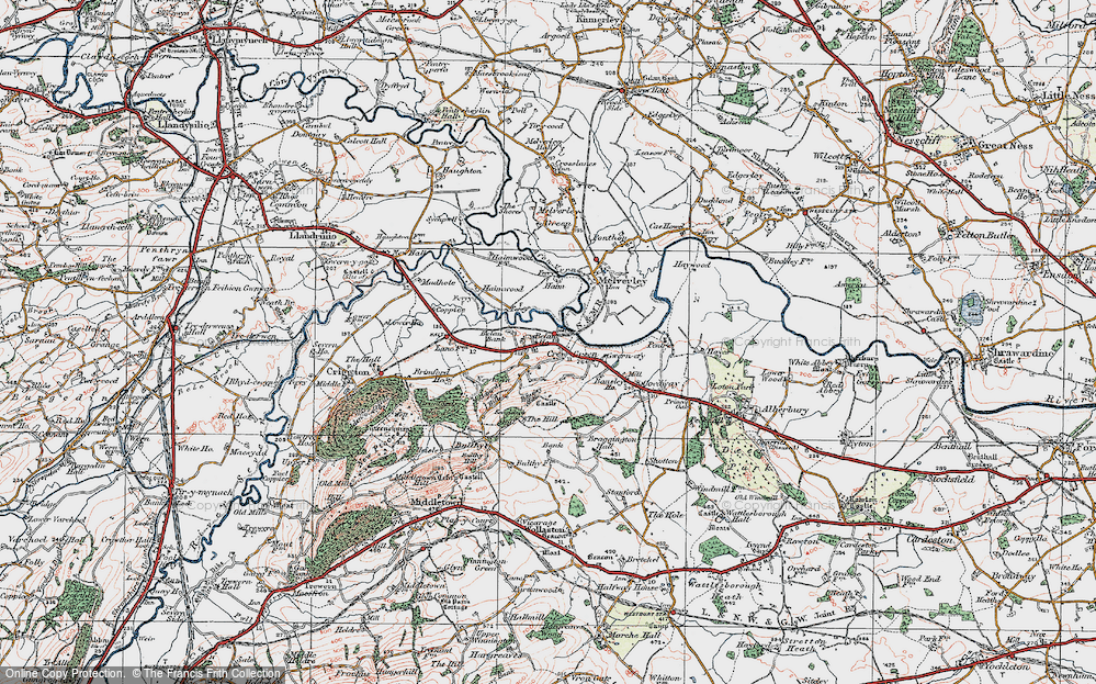 Old Map of Historic Map covering Bausley Hill in 1921