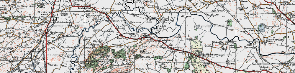 Old map of Bausley Hill in 1921