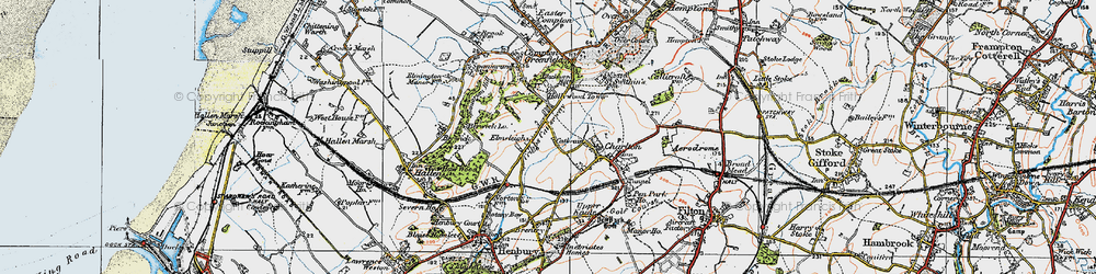 Old map of Cribbs Causeway in 1919