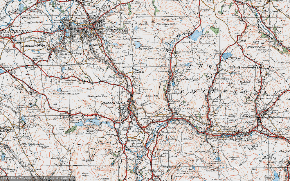 Old Map of Cribden Side, 1924 in 1924