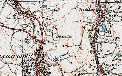 Old map of Cribden Side in 1924