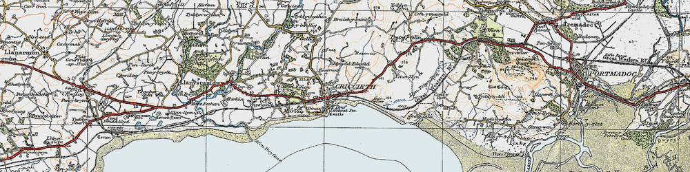 Old map of Criccieth in 1922