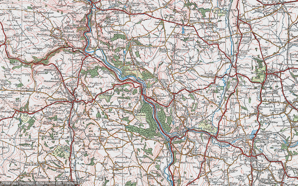 Old Map of Crich Carr, 1923 in 1923