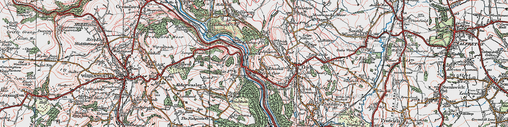 Old map of Crich Carr in 1923