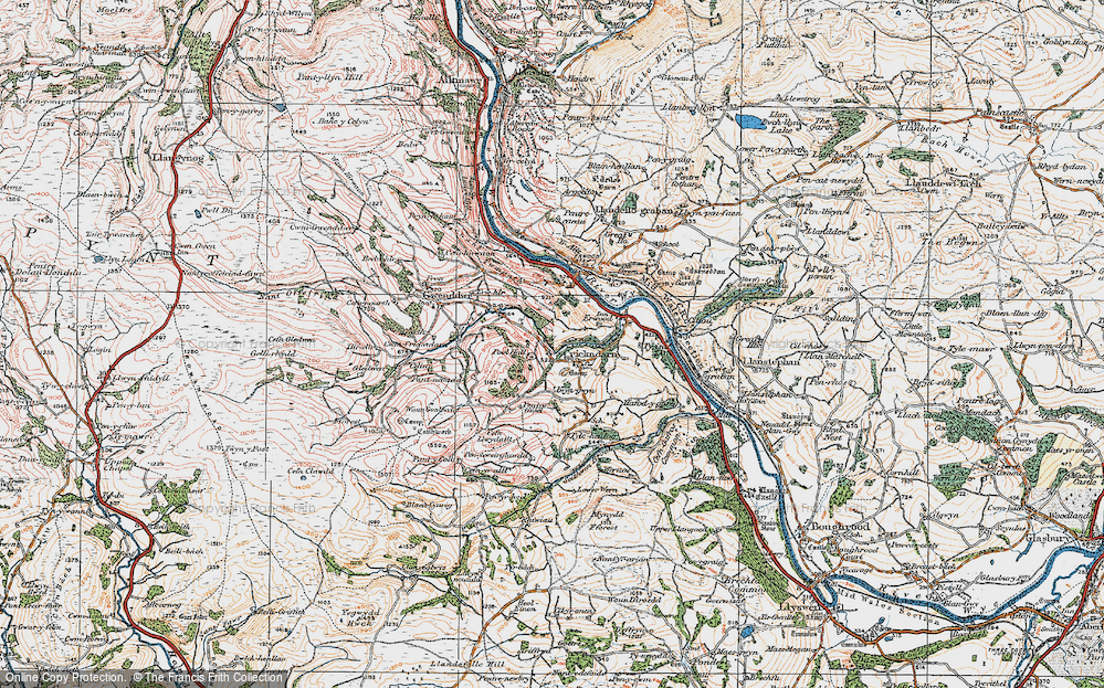 Old Map of Crickadarn, 1923 in 1923
