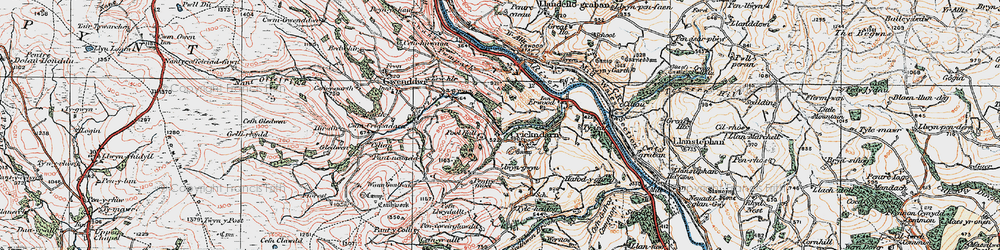 Old map of Crickadarn in 1923