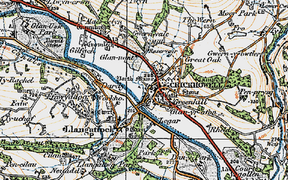 Old map of Crickhowell in 1919