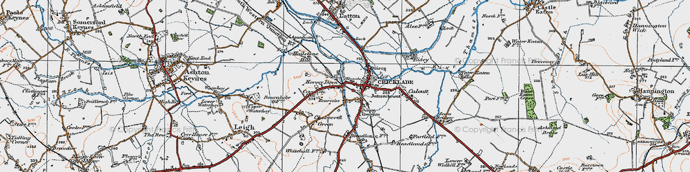 Old map of Cricklade in 1919