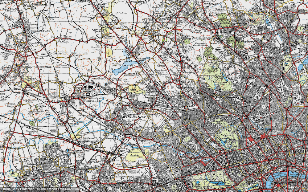 Old Map of Cricklewood, 1920 in 1920