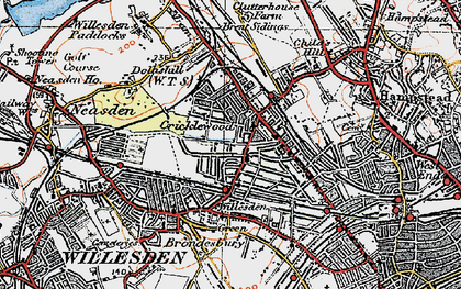 Old map of Cricklewood in 1920