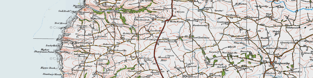 Old map of Wrasford Moor in 1919