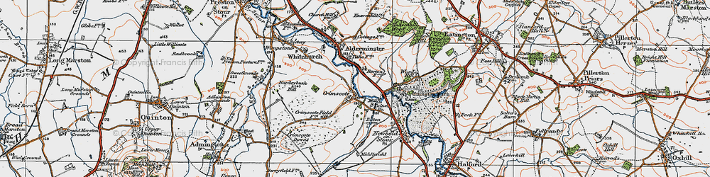 Old map of Ettington Park (Hotel) in 1919