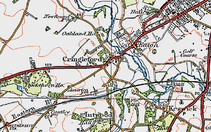 Old map of Cringleford in 1922