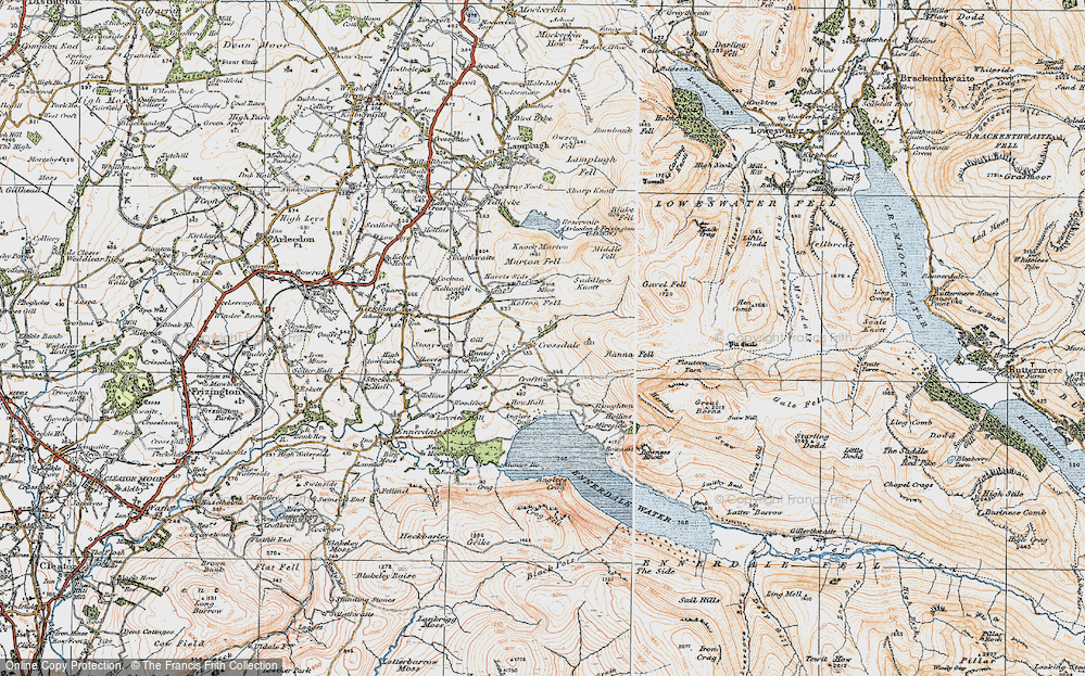 Old Map of Historic Map covering Banna Fell in 1925