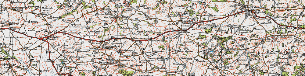 Old map of Crockernwell in 1919