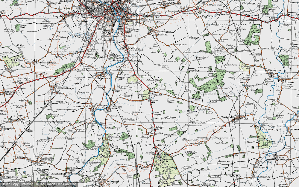 Old Map of Historic Map covering Wheldrake Wood in 1924