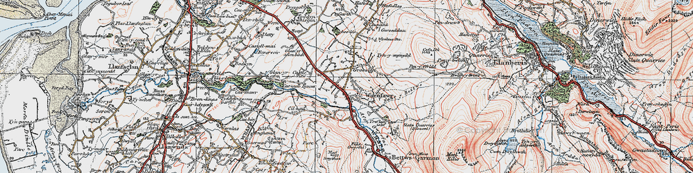 Old map of Croesywaun in 1922