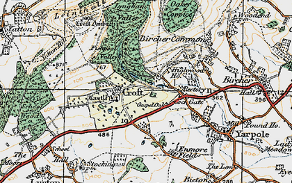 Old map of Croft in 1920
