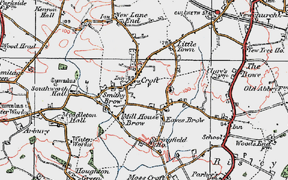 Old map of Croft in 1923