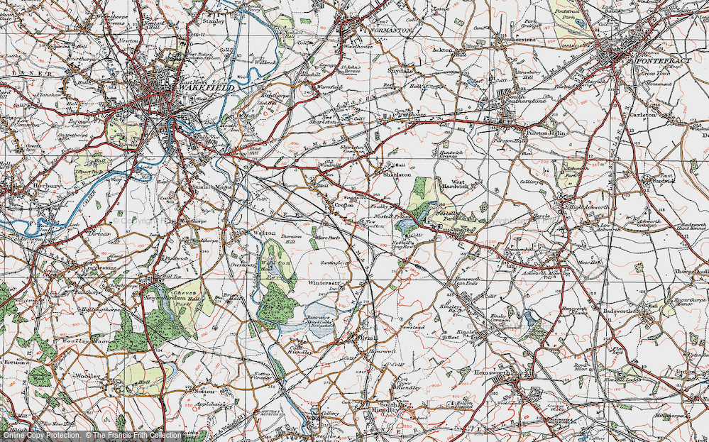 Old Map of Historic Map covering Anglers Country Park in 1925