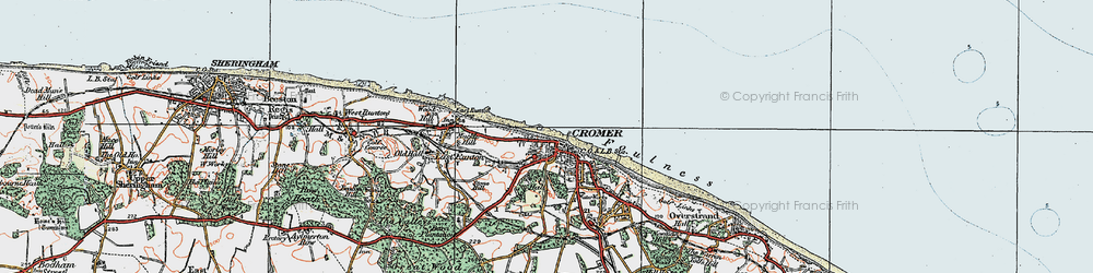 Old map of Cromer in 1922