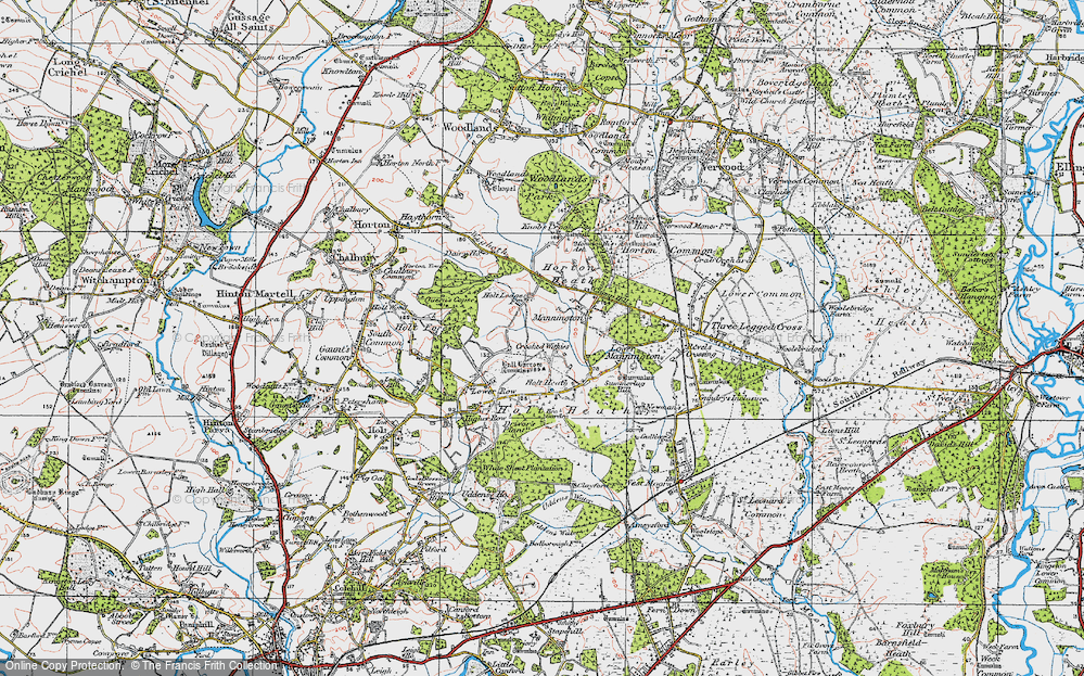 Old Map of Historic Map covering Bull Barrow in 1919