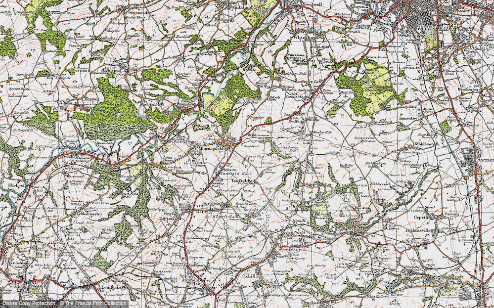 Old Map of Historic Map covering Bobgins Burn in 1925