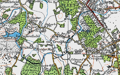 Old map of Crookham Village in 1919