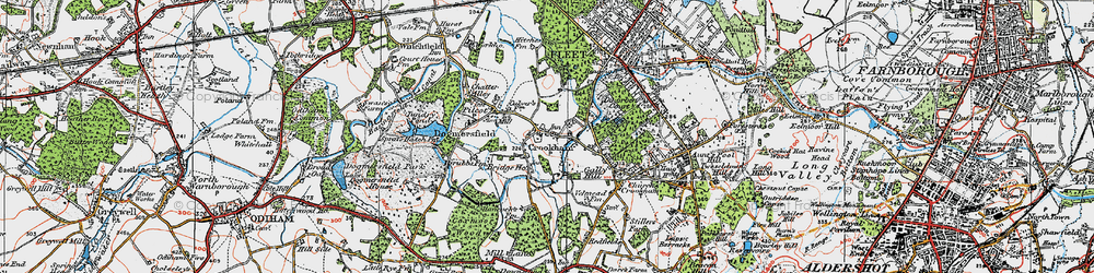Old map of Crookham Village in 1919
