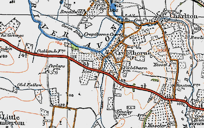 Old map of Cropthorne in 1919