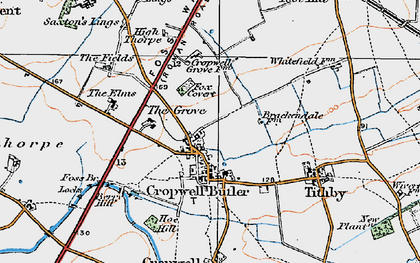 Old map of Cropwell Butler in 1921