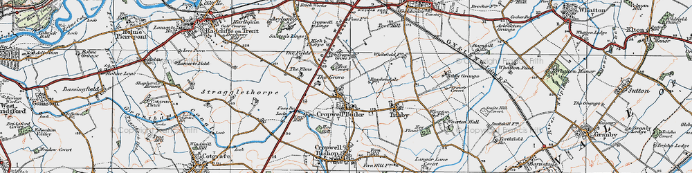 Old map of Cropwell Butler in 1921