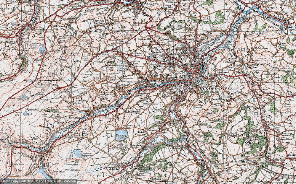 Old Map of Crosland Moor, 1925 in 1925